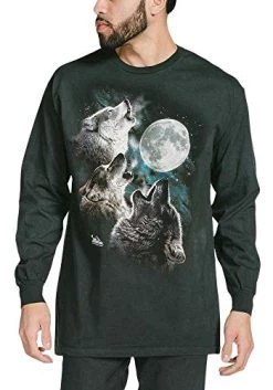The Mountain Three Wolf Moon USA Long Sleeve T-Shirt