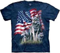 The Mountain Wolf Flag Unisex T Shirt | Premium, Hand-Dyed | Patriotic USA Graphic Tee -Clothing Store 511cJF1kK L. AC