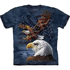 The Mountain Eagle Flag Collage Unisex T Shirt | Premium, Hand-Dyed | Patriotic USA Graphic Tee